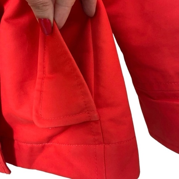 LL Bean Trench Jacket Double Breasted Peacoat Red Belted 100% Cotton MEDIUM - Picture 10 of 14